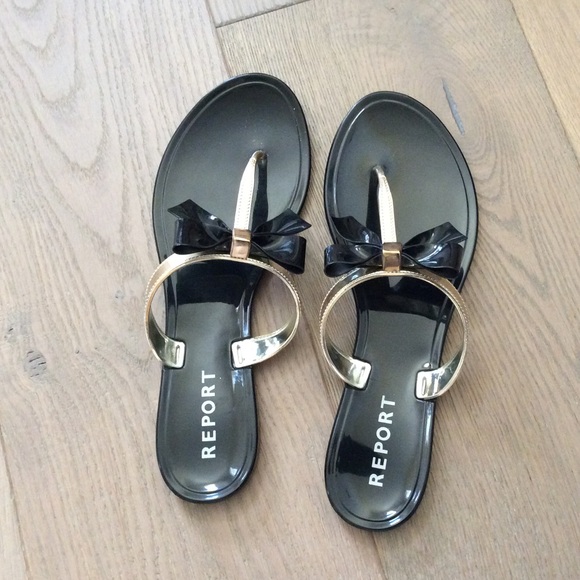 New Report shoes flip flops black gold - Picture 7 of 8